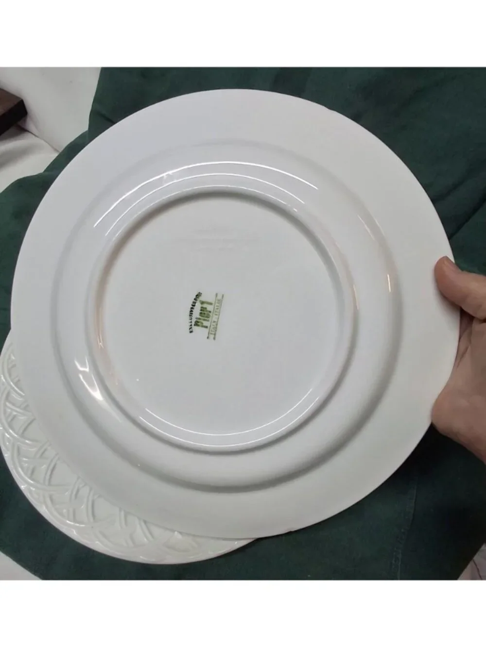 Pier 1 Imports Basket Relief dinner plate 2 Dinner Plates  Italy 12-Inch Cerami